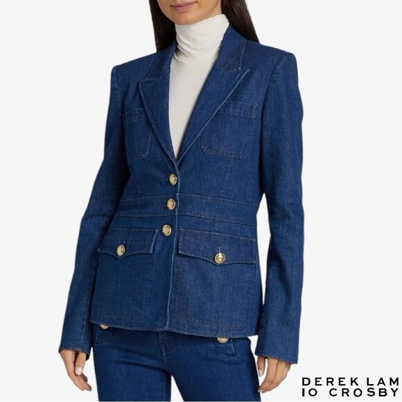 Derek Lam 10 Crosby **NWT** Keith Utility Dark Wash Denim Jacket - Picture 14 of 15